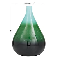 18" Green Glass Modern Vase