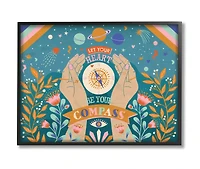 Stupell Industries Heart Be Your Compass Phrase Boho Chic Constellations in Frame Wall Art