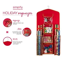 Simplify 8 Compartment Hanging Holiday Gift Wrap Organizer