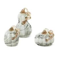 Glitzhome® Gray Marble Glass Pumpkin & Gourd Set