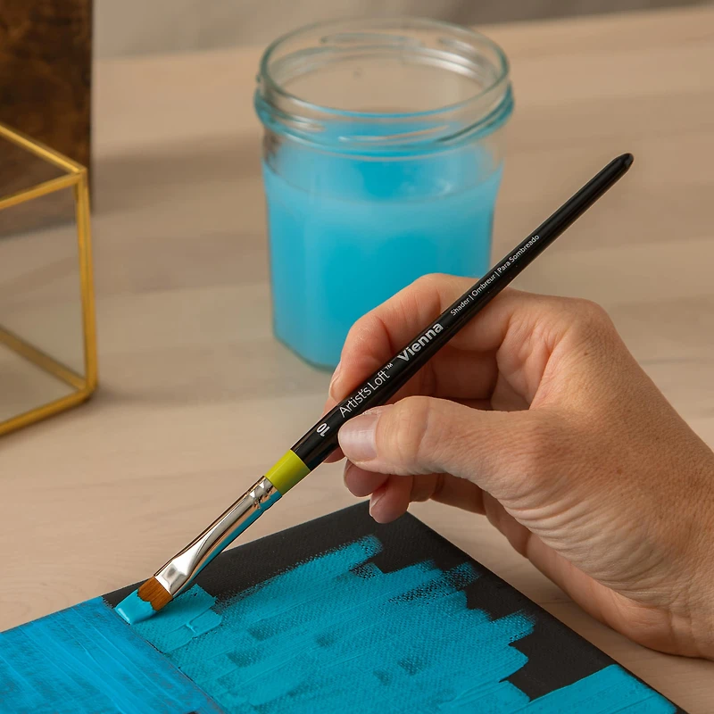 Golden Taklon Short Handle Flat Shader Brush by Artist's Loft™ Vienna