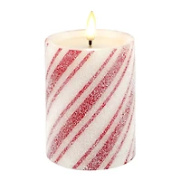 Red & White Stripes LED Wax Pillar Candle by Ashland