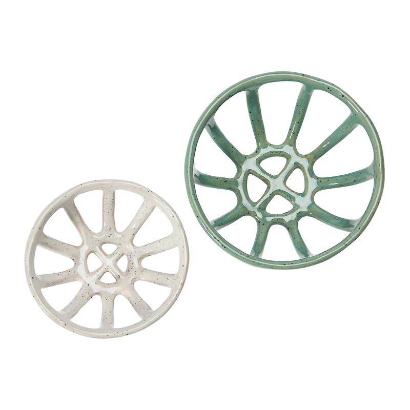 Hello Honey® Green & White Stoneware Basket Set