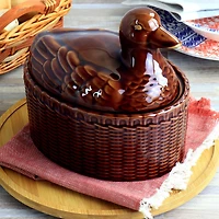 Martha Stewart 9" Brown Ceramic Goose Oval Baker