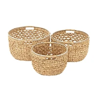 Tan Sea Grass Natural Storage Basket Set