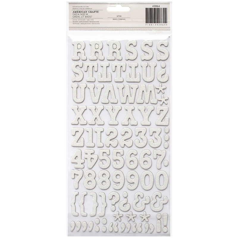Thickers™ White Glitter Roller Rink Chipboard Alphabet Stickers
