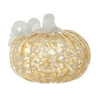 Glitzhome® 6" Fall Amber Dots Round Glass Pumpkin