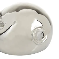 CosmoLiving by Cosmopolitan Silver Porcelain Contemporary Sculpture, 5" x 13" x 9"
