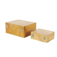 Brown Wood Storage Box with Natural Wood Grains & Silver Latches, 2ct.