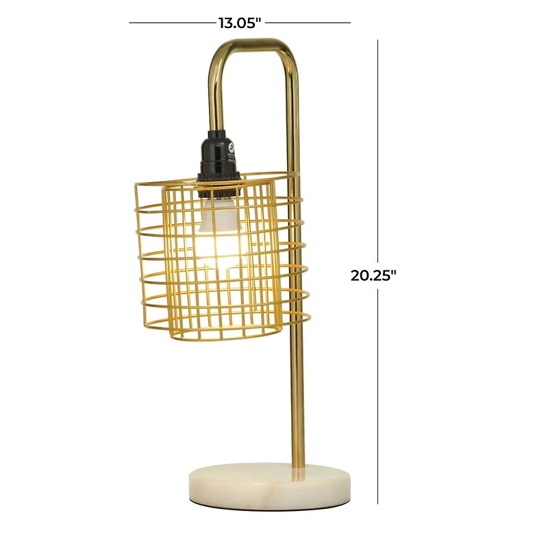 Gold Metal Industrial Table Lamp, 9" x 13" x 20"