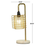 Gold Metal Industrial Table Lamp, 9" x 13" x 20"