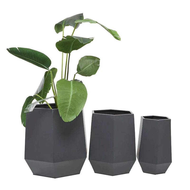 Grey Modern Planter, Set of 3" 21", 16", 11"
