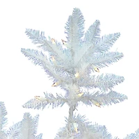 6.5ft. Pre-Lit Sparkle White Spruce Artificial Christmas Tree, Pure White LED Lights