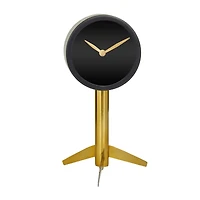 The Novogratz 11" Black Stainless Steel Clock with Gold Stand