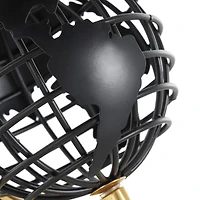 Black Aluminum Metal Open Framed World Educational & Geographic Earth Globe with Wire Exterior & Gold Base