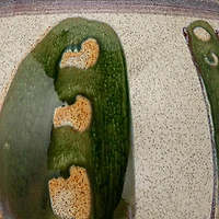 Hello Honey® 11.25" Green & Cream Round Hand-Painted Stoneware Planter