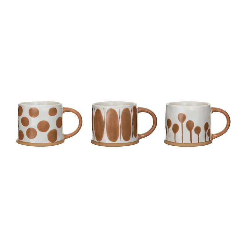 Hello Honey® 16oz. White & Brown Painted Stoneware Mug Set, 3ct.