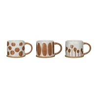 Hello Honey® 16oz. White & Brown Painted Stoneware Mug Set, 3ct.