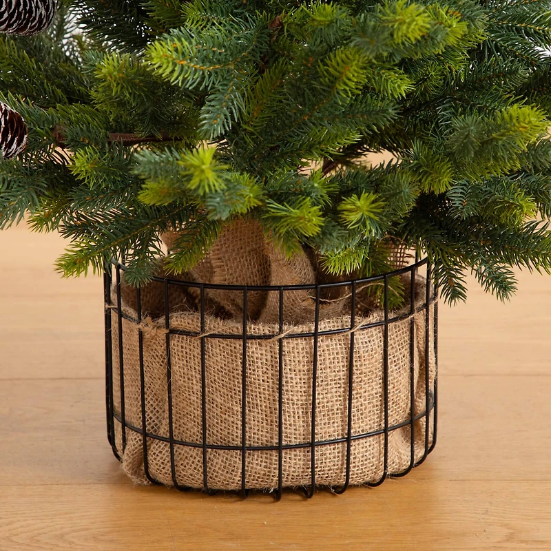 3ft. Artificial Balsam Fir Christmas Tree with Pine Cones in Jute Wire Planter