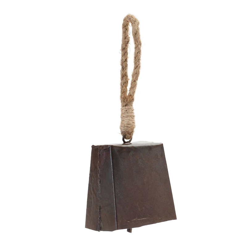 8.5" Bronze Metal Bell Ornament with Jute Rope Hanger, 4ct.