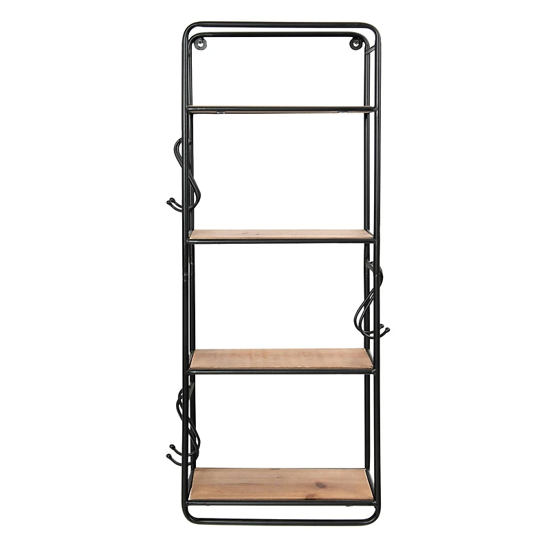 Hello Honey® 32" Metal & Wood Shelf With Hooks