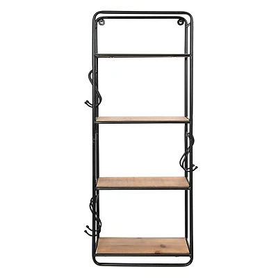 Hello Honey® 32" Metal & Wood Shelf With Hooks