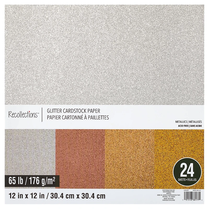 Glitter Metallic Cardstock Paper Pad by Recollections™, 12" x 12"