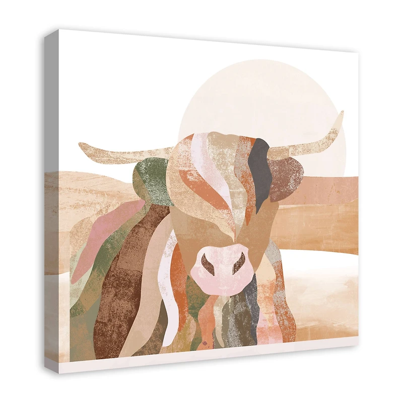 Boho Highland Cow 24" x 24" Canvas Wall Art