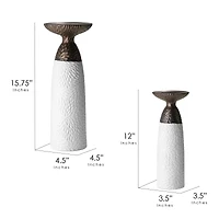 American Art Decor Twin Crucibles 2-Piece Table Top Candle Holder Set in - 15.25" x 4.5