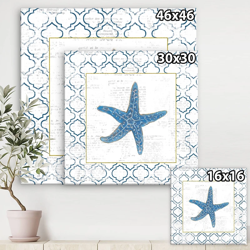 Designart - Navy Starfish with Gold