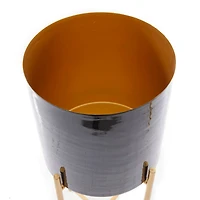 CosmoLiving by Cosmopolitan Set of 2 Black Iron Contemporary Planter, 24" x 10" x 10"