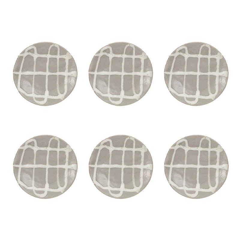 Hello Honey® 6" Gray & White Reactive Glaze Stoneware Plate, 6ct.