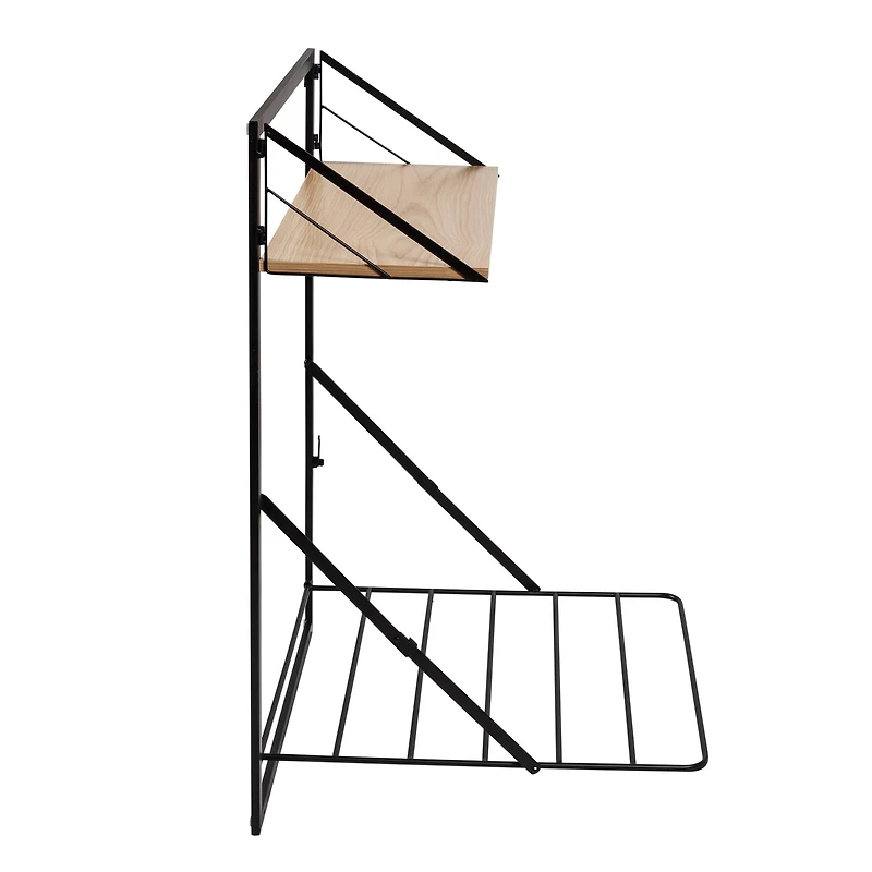 Honey Can Do Black & Maple Wall Mounted Drying Rack with Shelf