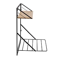 Honey Can Do Black & Maple Wall Mounted Drying Rack with Shelf