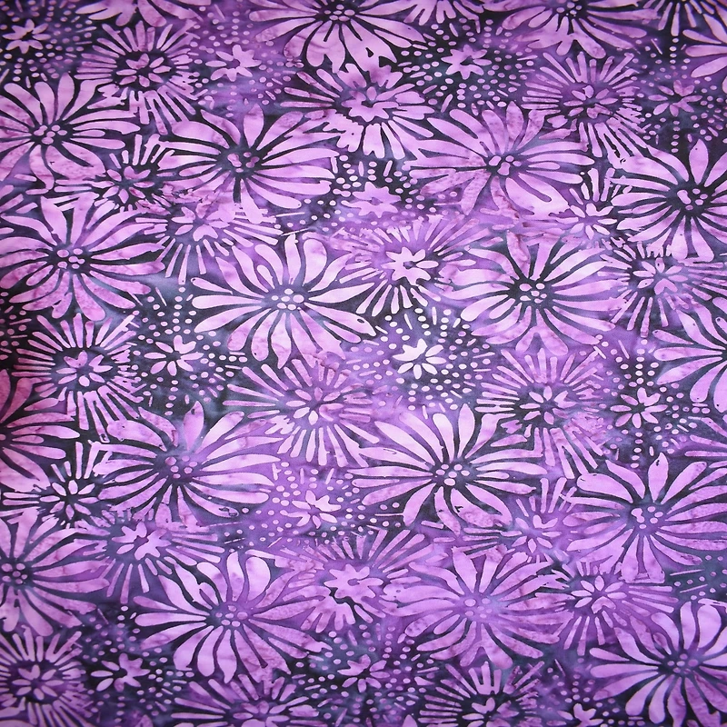 10 yd. Full Bolt: Feldman Batik Plum Tonal Stamp Daisy Cotton Fabric
