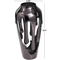 15" Black Aluminum Drip Vase with Melting Designed Body
