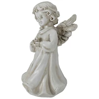 6.5" Angel Girl Holding Flower Outdoor Garden Statue