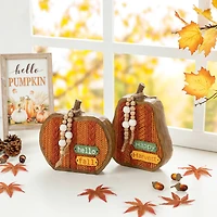 Glitzhome® Fall Faux Knitted Resin Pumpkin Set