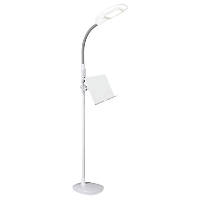 OttLite 64" White LED Floor Lamp with USB and Tablet Stand