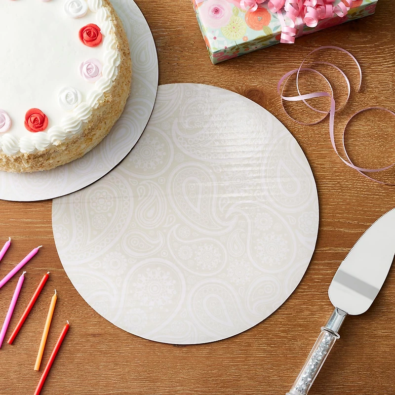 12 Packs: 3 ct. (36 total) 12" Silver Paisley Cake Boards by Celebrate It®