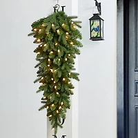 Glitzhome® 36" Pre-Lit Greenery Christmas Teardrop with LED Lights & Timer