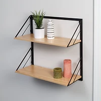 Honey Can Do Maple Modern 2 Tier Wall Mounted Shelf