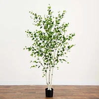 7ft. Potted Green Artificial Birch Tree with Real Touch Leaves