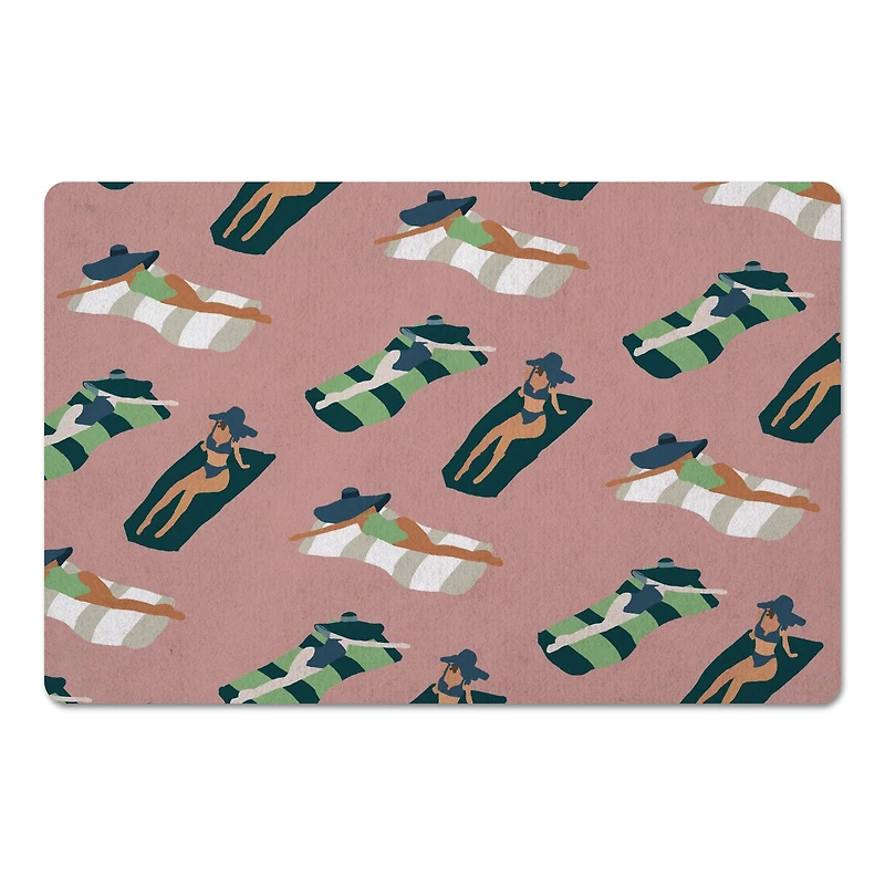 Pink Sun Bathers Pattern Floor Mat