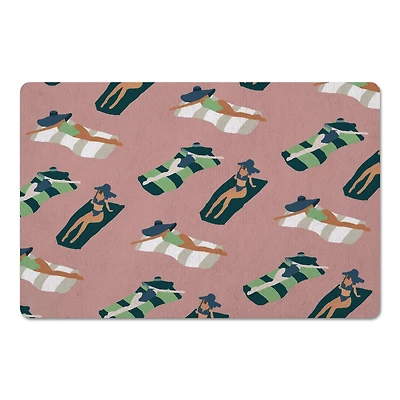 Pink Sun Bathers Pattern Floor Mat