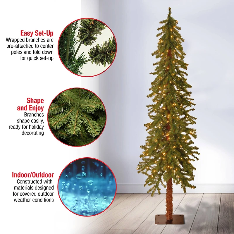 6 ft. Pre-Lit Hickory Cedar Artificial Christmas Tree, Clear Lights