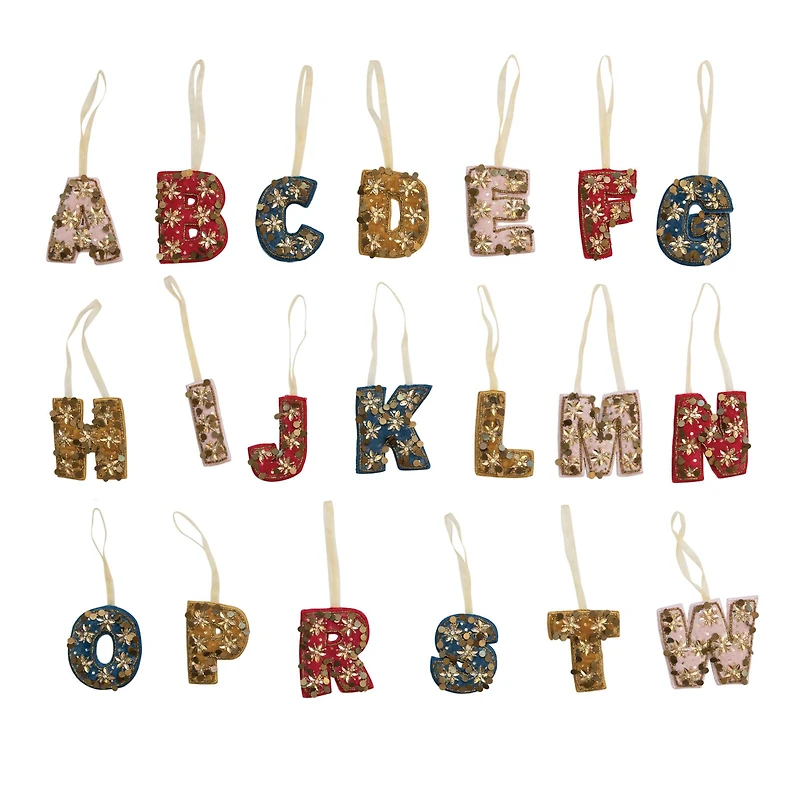Hello Honey® Velvet Beaded Alphabet Ornaments Set