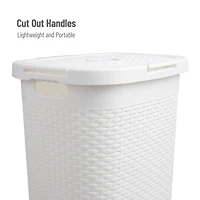 Mind Reader 60L Ventilated Slim Laundry Hamper with Cut Out Handles & Attached Hinged Lid, 2ct.