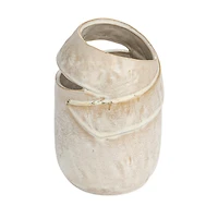 Hello Honey® 8" Cream Organic Round Stoneware Vase with Reactive Glaze