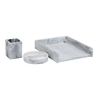 Mind Reader Marbella Collection White Pen Cup, Catch-All Dish & Paper Tray Office Set